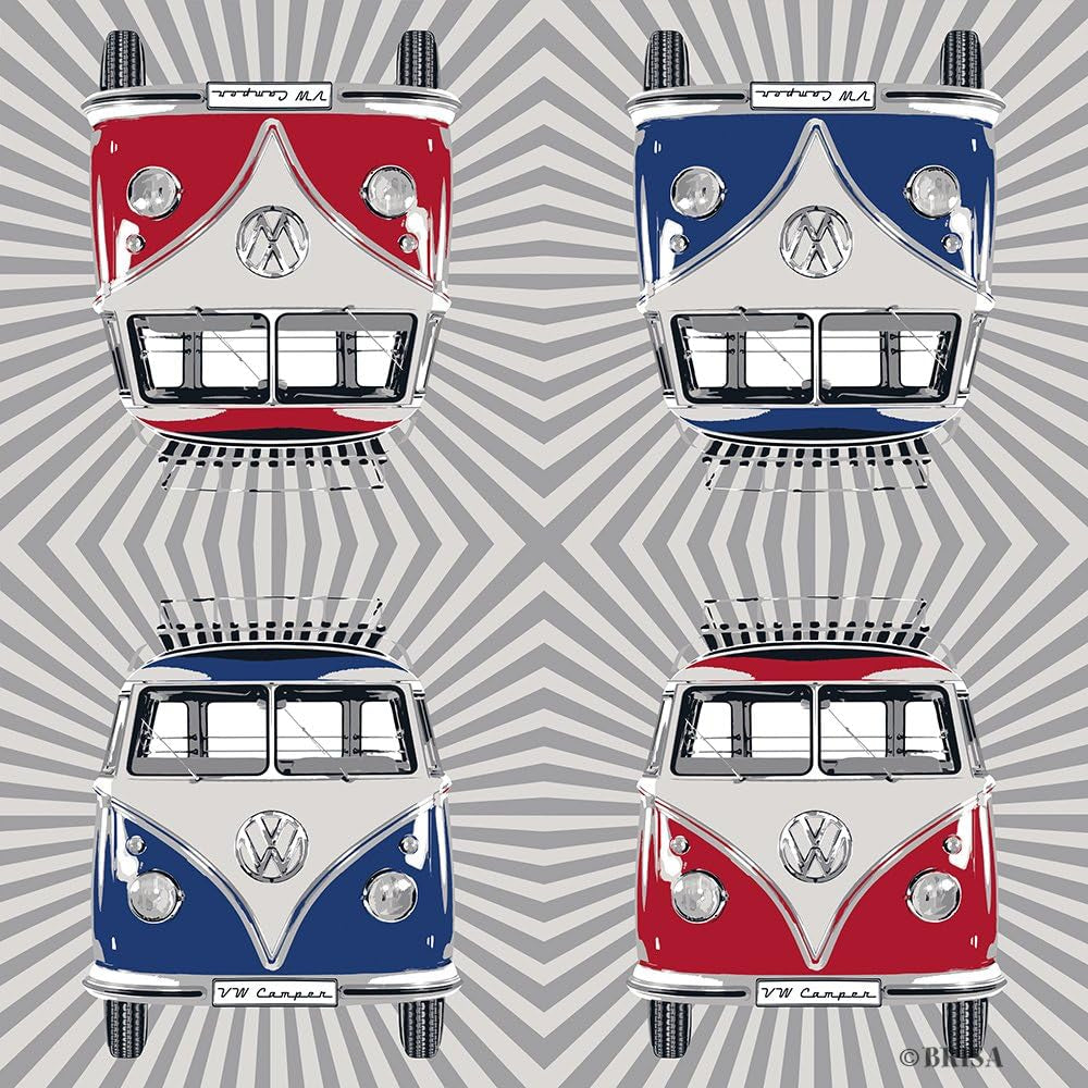 BRISA VW Collection - Servilletas de mesa Volkswagen T1 Bus (Rayas Samba/Rojo/3 capas)