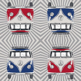 BRISA VW Collection - Servilletas de mesa Volkswagen T1 Bus (Rayas Samba/Rojo/3 capas)