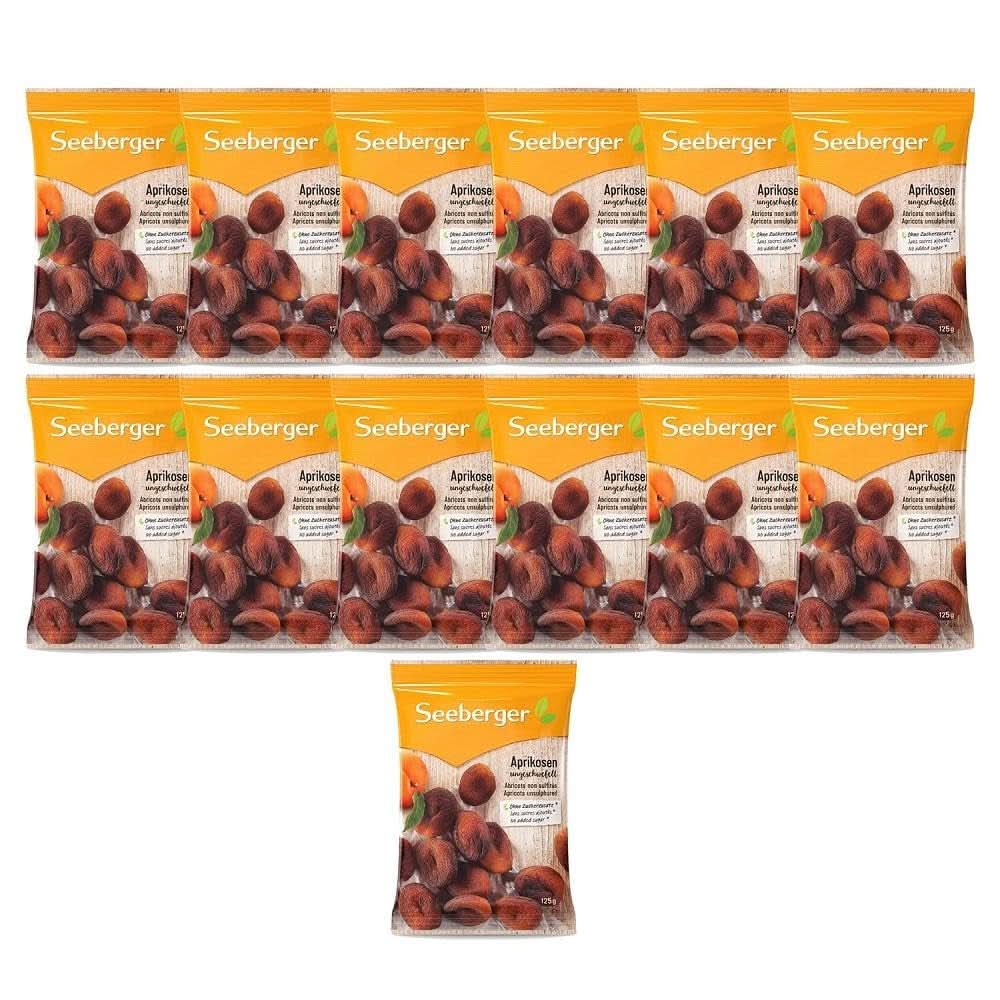 Seeberger Orejones sin tratar, con sabor afrutado dulce - sin azúcares añadidos, 13 x 125 gramos Productos secos Naty Shop