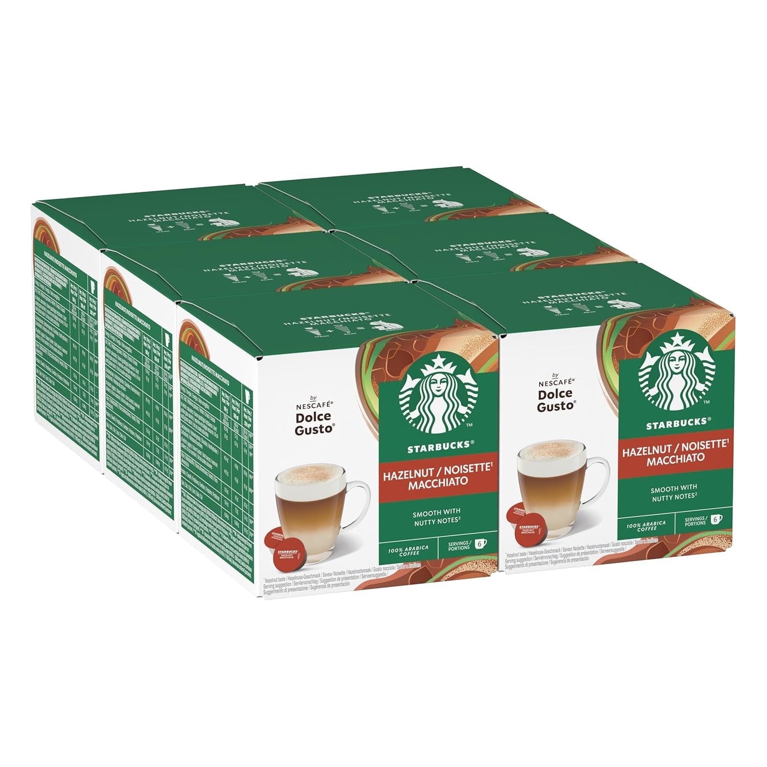 STARBUCKS Hazelnut Macchiato de Nescafé Dolce Gusto, Dunkle Röstung, Kaffeekapseln 6 x 12 (72 Kapseln)