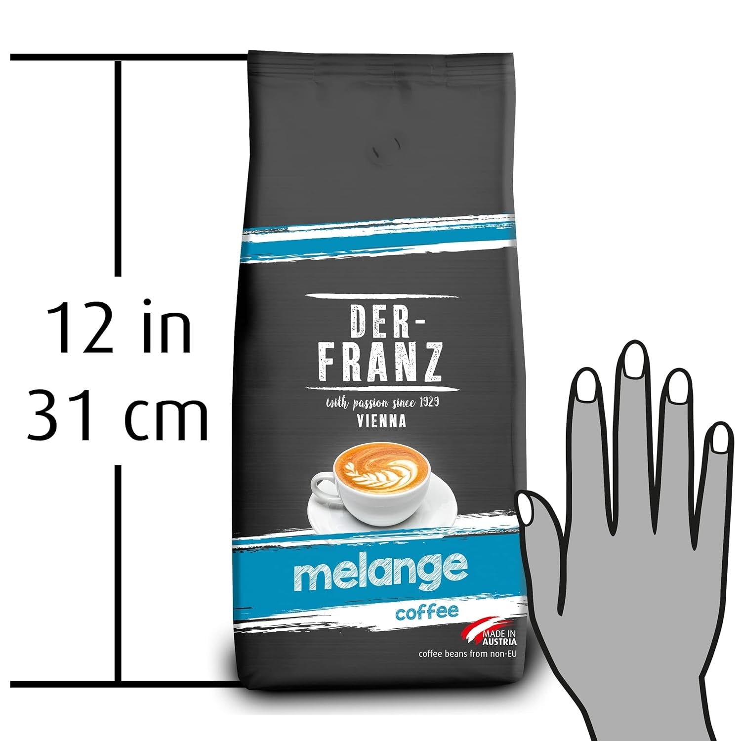 Café Der-Franz Melange, concentración 3/5, 100% Arábica, granos de café enteros, 4 x 1000 g