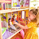 KidKraft Casa de muñecas de madera Kayla con muebles y accesorios, juego de 3 niveles para muñeca de 30 cm, juguete para edades de 3 años en adelante, 65092 - Exclusivamente en Amazon
