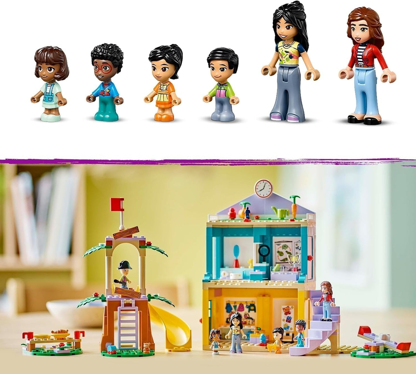 LEGO Friends Heartlake City Juego de guardería para niñas y niños de 4 años Juego de rol creativo con 2 figuras y 4 microfiguras Juguete de desarrollo social 42636 Juegos de construcción Besuche den LEGO-Store