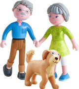 HABA 306147 - Little Friends Playset Abuelos, Muñecos y Animales Flexibles a partir de 3 años, Multicolor