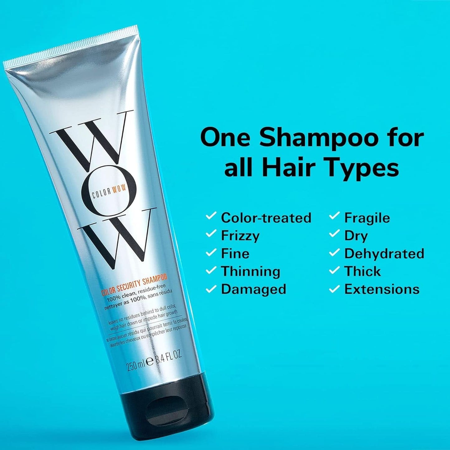 Wow Color Shampoo, champú para el cuidado del color sin siliconas y sin sulfatos para cabellos teñidos, 250 ml Ducha y baño Naty Shop