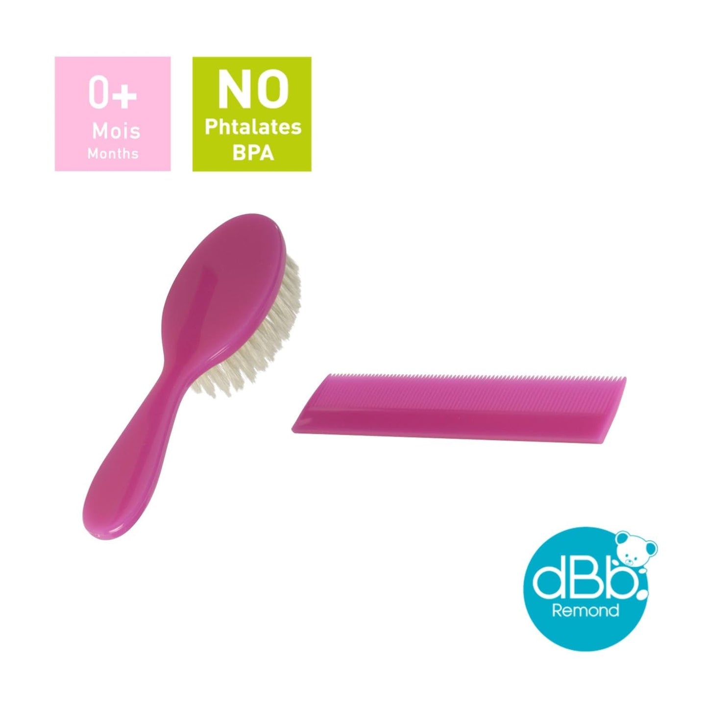 dBb-Remond 315008 Cepillo y peine de plástico Rosa Transparente Infantil - Baño y cosmética Naty Shop