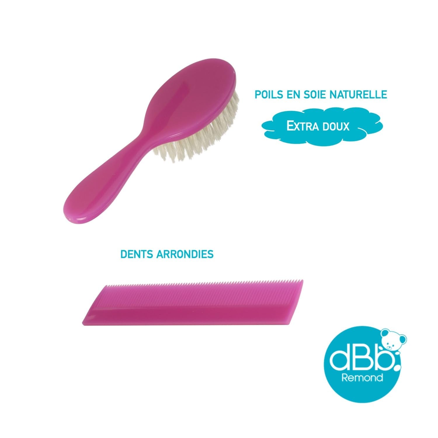 dBb-Remond 315008 Cepillo y peine de plástico Rosa Transparente Infantil - Baño y cosmética Naty Shop