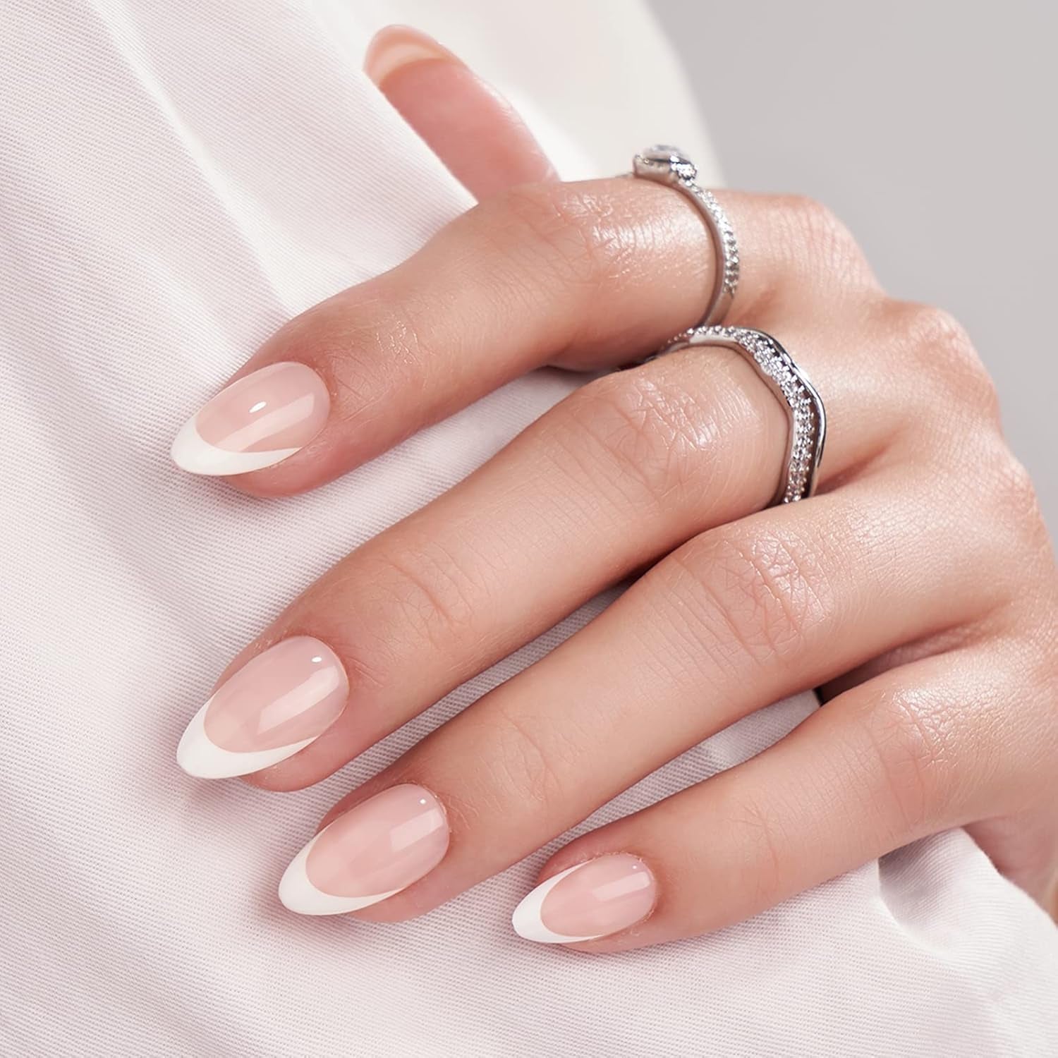 Btartbox Uñas Postizas Cuadradas Cortas Pegamento Baby Boomer En Uñas Postizas Rosa Degradado Blanco Uñas Artificiales Cortas con Pegamento para Uñas 30 Piezas Uñas Postizas Cuadradas