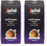 Segafredo Zanetti Caffè Crema Gustoso - Grano Entero (Pack de 1 kg) - Apto para Caffè Crema - Café en grano de tostado largo y oscuro, sabor pleno e intenso (Pack de 2)
