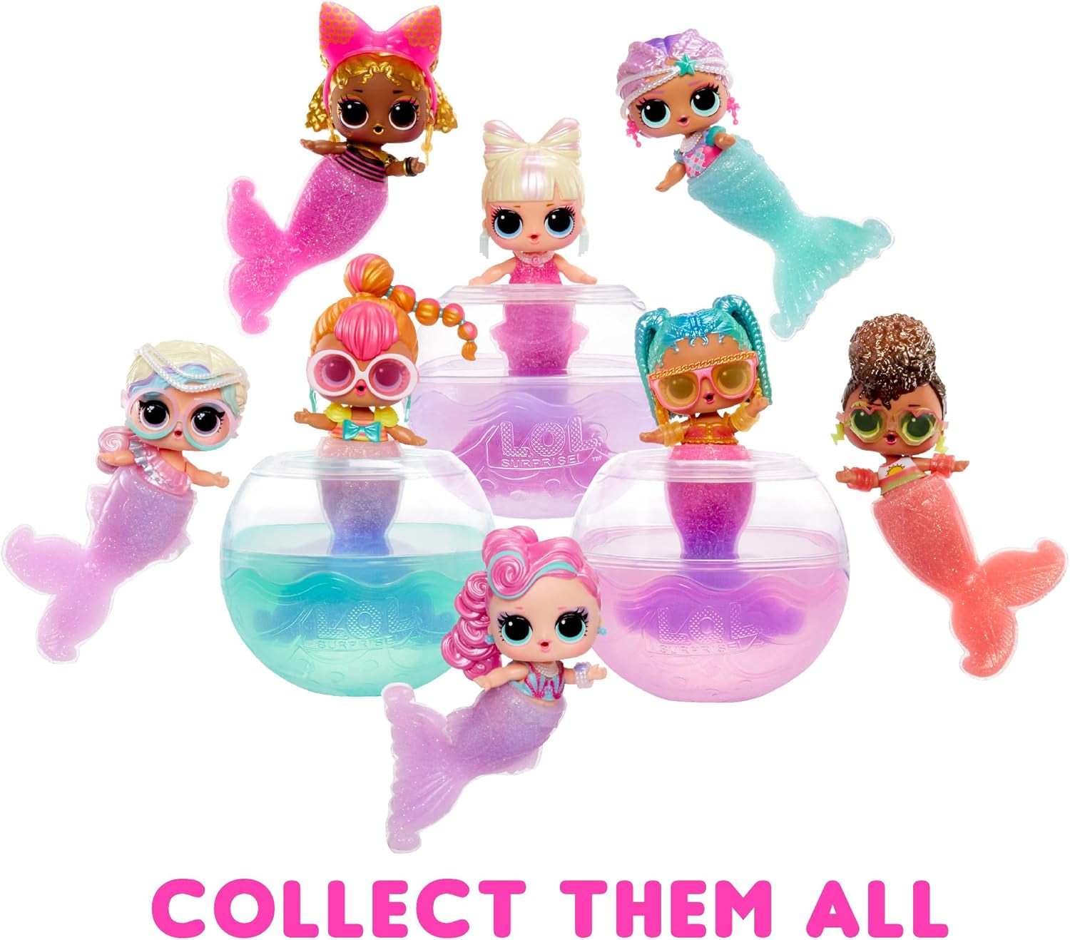 Jajaja ¡Sorpresa! Mermaids Tots - Mini muñecas de moda con colas que cambian de color - Adecuadas para coleccionistas, niñas y niños a partir de 4 años