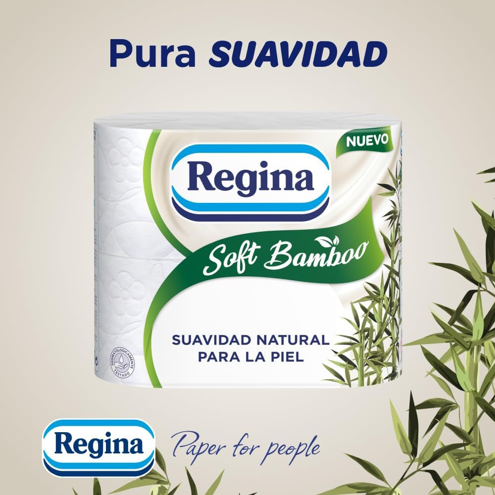 Papel higiénico de bambú suave Regina, 40 rollos, 3 capas, 160 hojas, suavidad natural para tu piel, papel higiénico de fibra de bambú, embalaje de papel, certificado Fsc