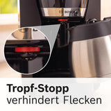 Bosch MyMoment TKA6M273 Cafetera espresso con filtro, jarra térmica de 1 litro, 8-12 tazas, sistema antigoteo, portafiltro giratorio, programa de descalcificación, depósito de agua extraíble, 1200 W, negro mate