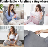 Almohada de lectura para adultos en la cama, respaldo extra grande de 90 x 80 cm (ancho x alto) para leer con soporte para el cuello desmontable y brazo de apoyo, cómoda almohada de lectura para cama, sofá o respaldo en el suelo