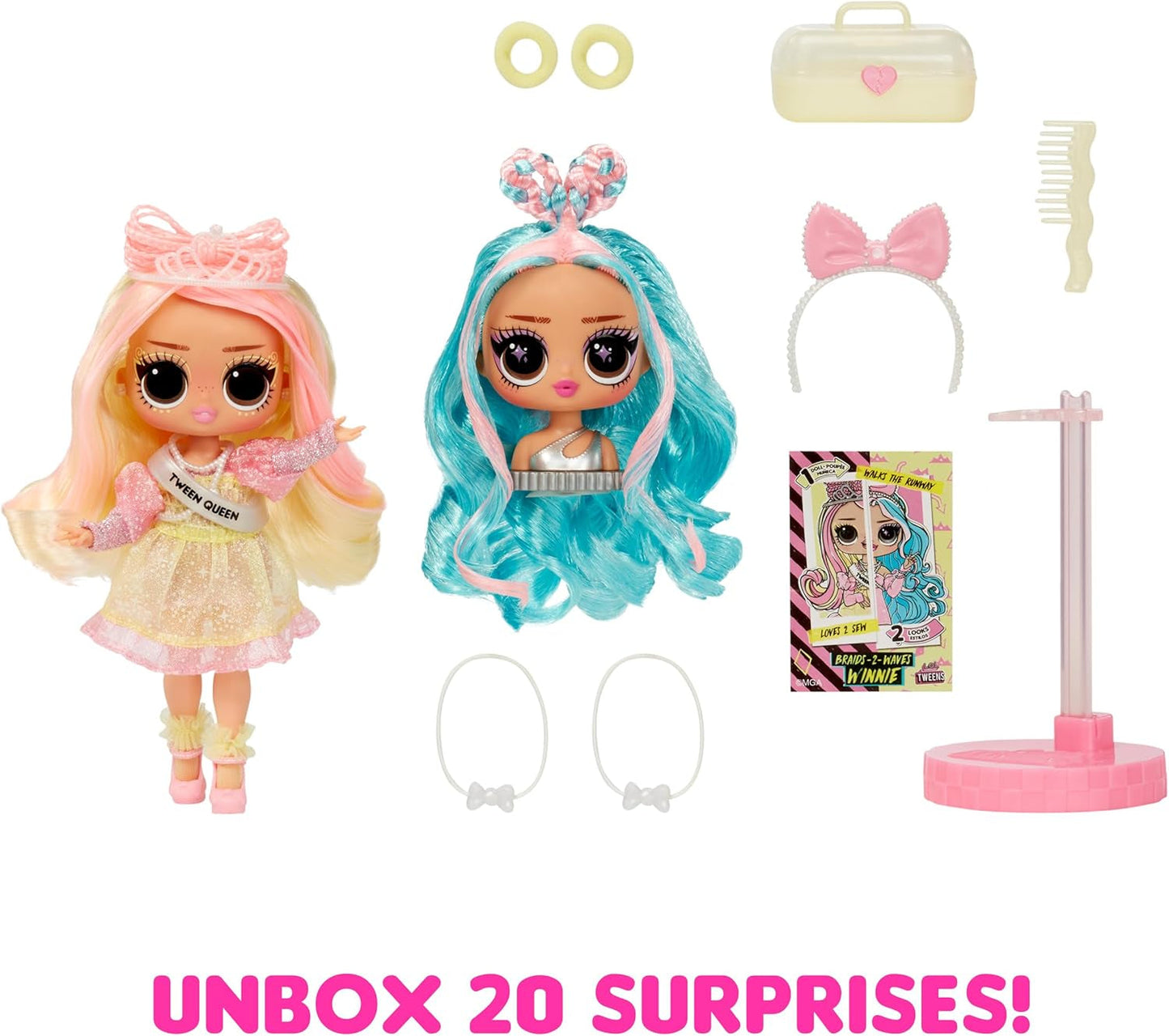 JAJAJA. Surprise Tweens Surprise Swap Series - Braids-2-Waves Winnie - Modepuppe mit mehr als 20 Überraschungen inclusive Styling-Kopf und fantastischer Mode and Accessoires - für Kinder ab 4 Jahren