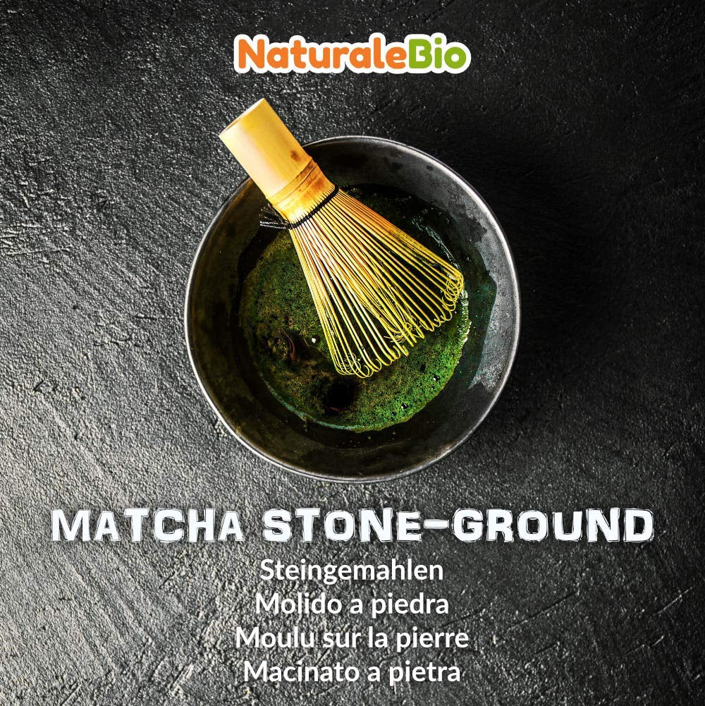 Naturalebio Té Matcha Grado Ceremonial en Polvo Té verde original de Japón. Té verde Matcha de grado ceremonial en polvo elaborado en Uji, Kioto. Ideal para beber, cocinar y tomar café con leche. Caja de 30g.