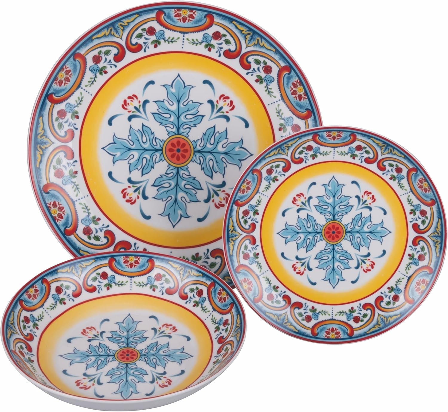 Vajilla de porcelana de 18 piezas, 6 juegos de platos diferentes, Andalucía
