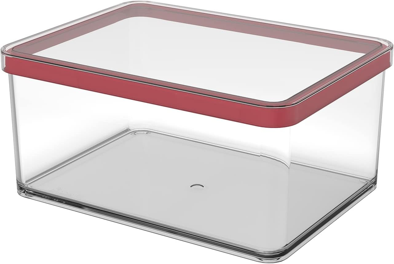 Rotho Loft Juego de 5 Botes de Conservación con Tapa, Varios Tamaños, Plástico Alimentario (PP) Sin BPA, Transparente/Rojo, (21,4 x 21,4 x 23,5 cm) Naty Shop Cajas de Conservación de Alimentos 2,25 L de Ancho