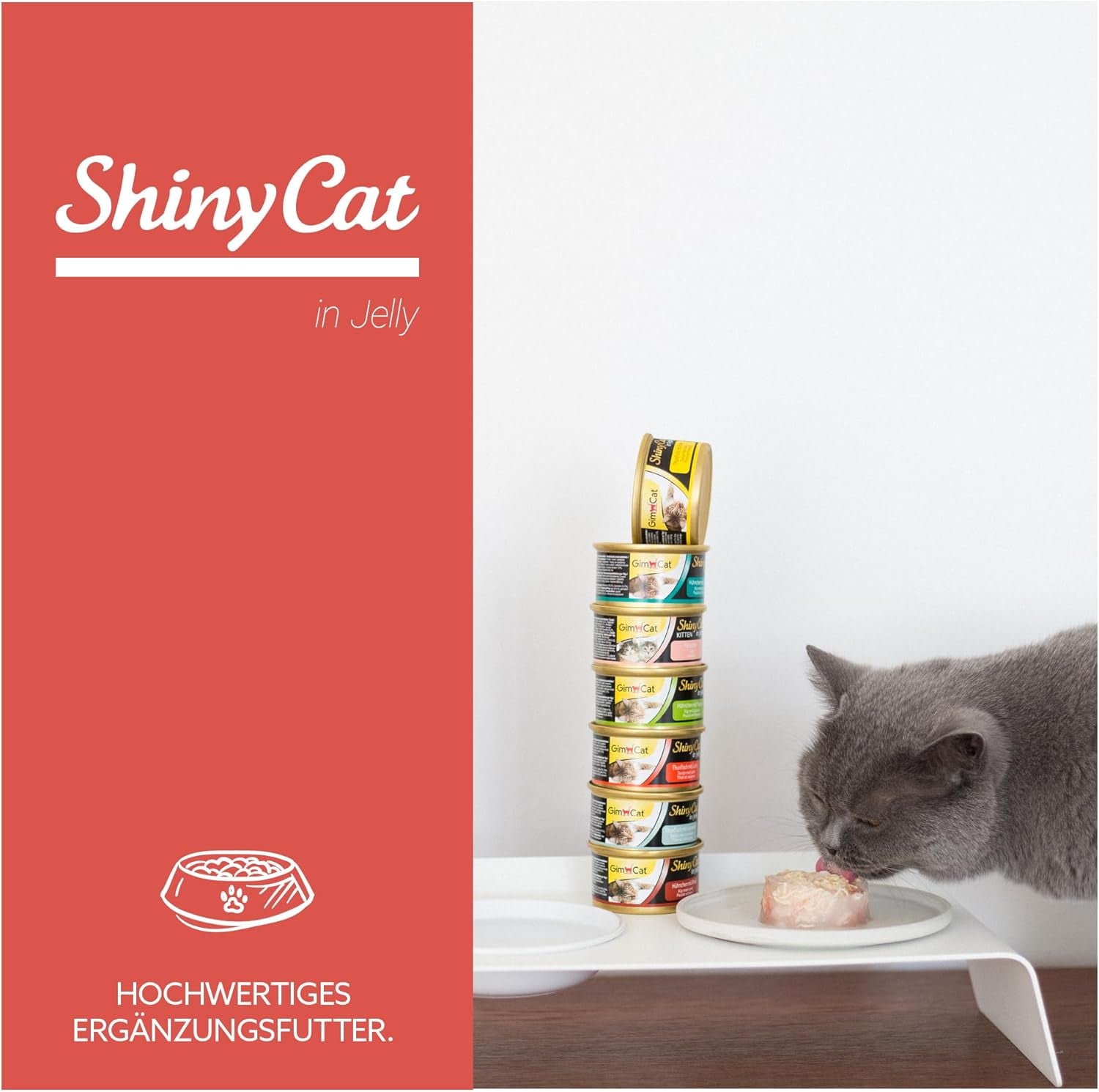 GimCat ShinyCat en gelatina Thunfisch mit Lachs - Nassfutter mit Fisch und Taurin für Katzen - 24 dosis (24 x 70 g)