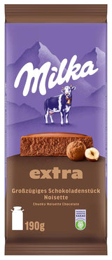 Milka Extra Noisette – Chocolate con leche alpino con relleno delicado y cremoso de avellanas – 15 x 190 g
