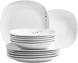 Mäser Vajilla combinada serie Fadilla de 42 piezas Vajilla de porcelana para 6 personas blanco negro gris