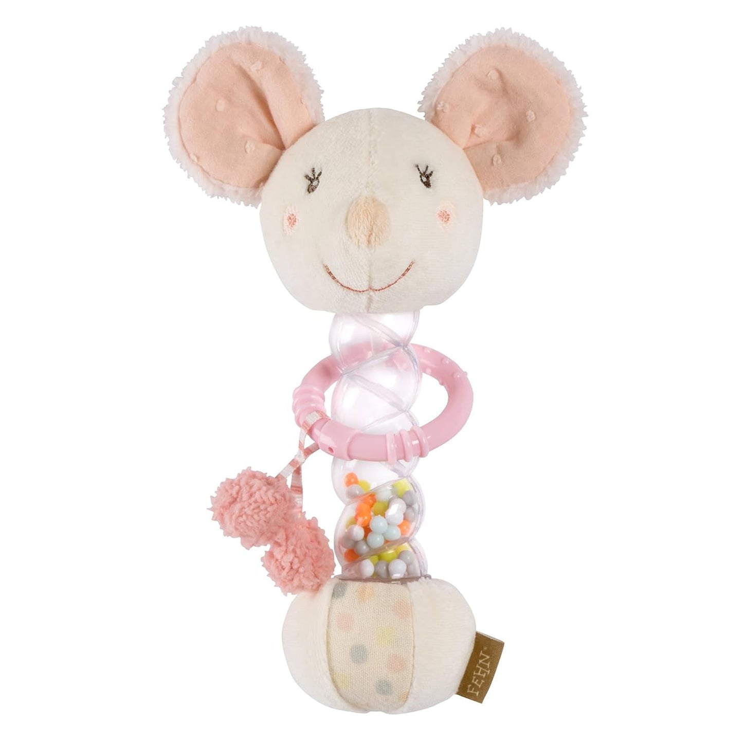 Ratón hace lluvia Fehn - juguete de motricidad con cascabel para agarrar y hacer ruidos - el palo de cascabel promueve de forma lúdica los sentidos y la motricidad - para bebés y niños pequeños a partir de 0 meses Baby Toys Naty Shop Ratón