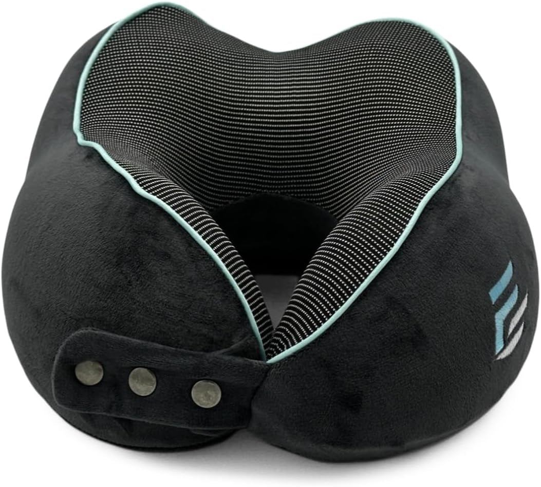Flagshipper almohada para el cuello de avión - almohada para el cuello para adultos - almohada para el cuello para el automóvil - almohada de viaje viscoelástica - lavable con respaldo estrecho (terciopelo suave y transpirable) - ajustable, gris Naty Shop Almohadas ortopédicas cervicales