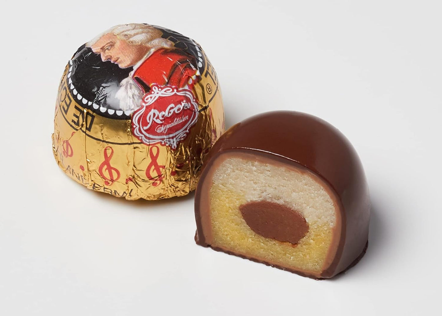 Rebel, Duet Mozart Kugeln, paquete de 2, bolas de Mozart de chocolate negro rellenas de pistacho y mazapán, turrón de almendras y avellanas, 40 g (2 bolas de Mozart)