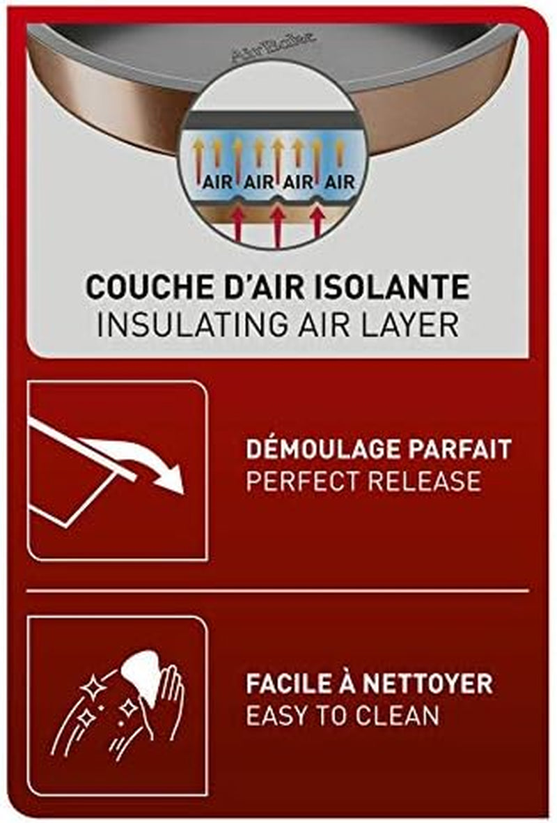 Tefal Airbake J2555014 Muffinform, Antihaftbeschichtung, Karbonstahl, Braun, 29 X 41 Cm Moldes y bandejas para hornear Naty Shop