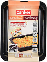 Zenker Ofenbackform (33 X 5 X 25 Cm) COCCIÓN ESPECIAL, Rechteckige Auflaufform Mit Esamel-Versiegelung, Backform Mit Extra Hohem Rand (Farbe: Schwarz), Menge: 1 Stück Moldes y bandejas para repostería Naty Shop