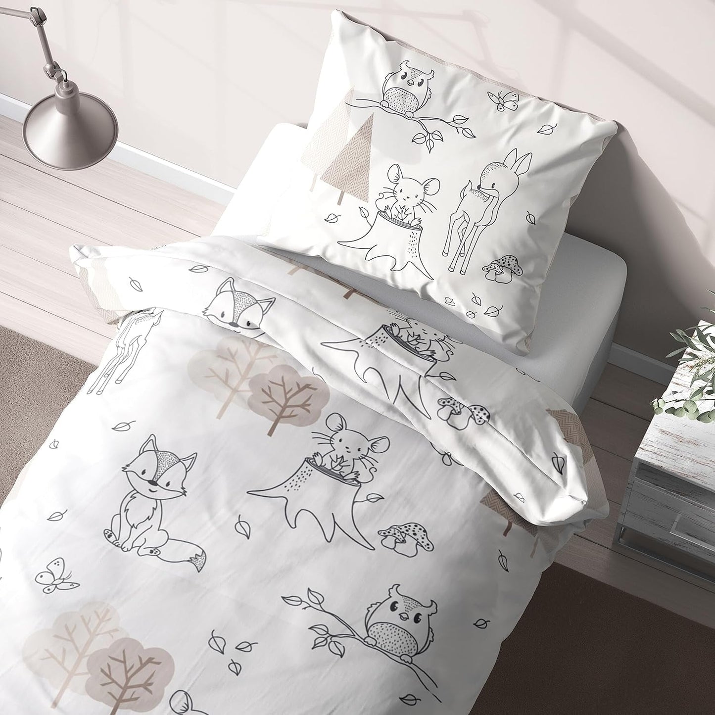 Ropa de cama infantil, zorro, búho y animales del bosque, 100% algodón Ropa de cama - infantil Naty Shop