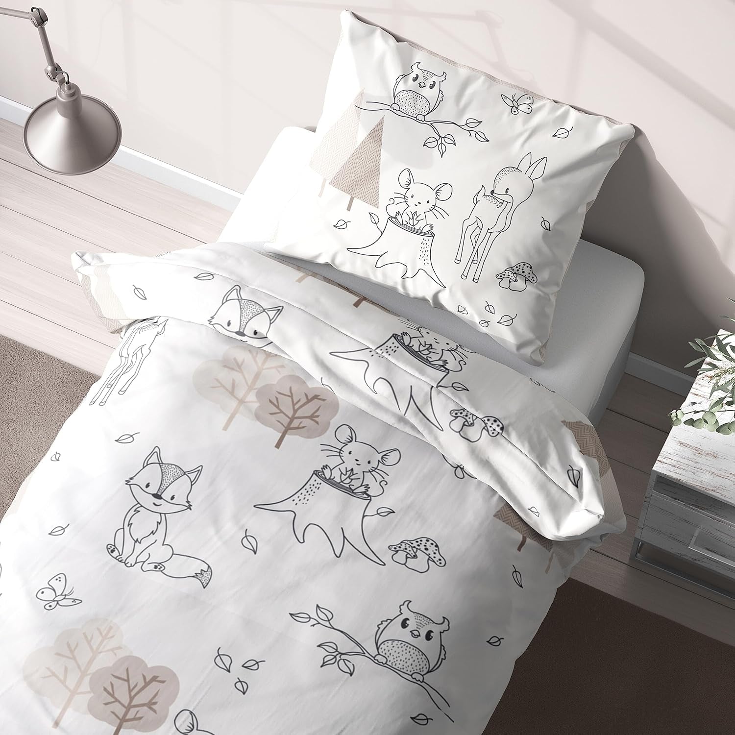 Ropa de cama infantil, zorro, búho y animales del bosque, 100% algodón Ropa de cama - infantil Naty Shop
