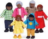 Hape Doll Family - Juego de accesorios para casa de muñecas de cuero oscuro de 6 piezas con figuras de madera y tela, juego de simulación, juguete educativo, juguete de aprendizaje interactivo para niños de 3 años en adelante