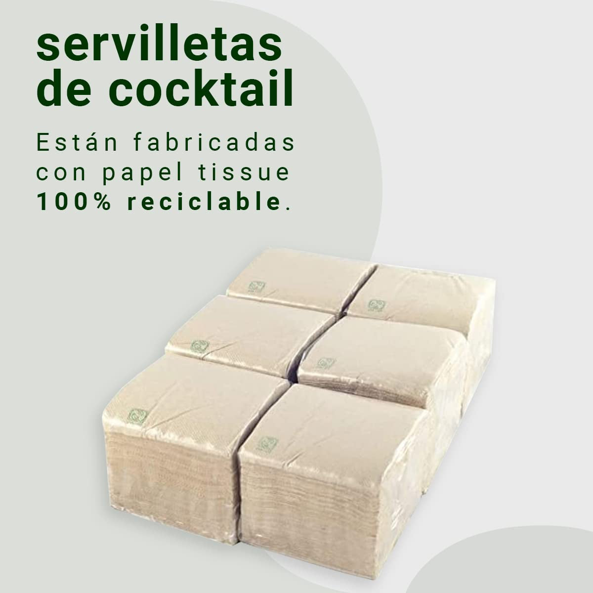 - 600 piezas de Servilletas cocktail Bio Eco - Color Natural - 100% Reciclable - Micropunto - 10 X 10 Cm (Plegada) y 20 X 20 Cm (Desplegada)
