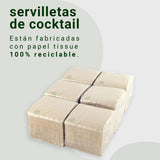 - 600 piezas de Servilletas cocktail Bio Eco - Color Natural - 100% Reciclable - Micropunto - 10 X 10 Cm (Plegada) y 20 X 20 Cm (Desplegada)