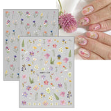 JMEOWIO Nagelsticker Frühlings Blume 9 Blatt Nail Art Sticker Selbstklebend Nagelaufkleber Bunte Sommer Blumen Dekoration Nageldesign Zubehör