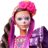 Muñeca Barbie del Día de Muertos 2022 con vestido tradicional con volantes, corona de flores y pintura facial de calavera, regalo para coleccionistas