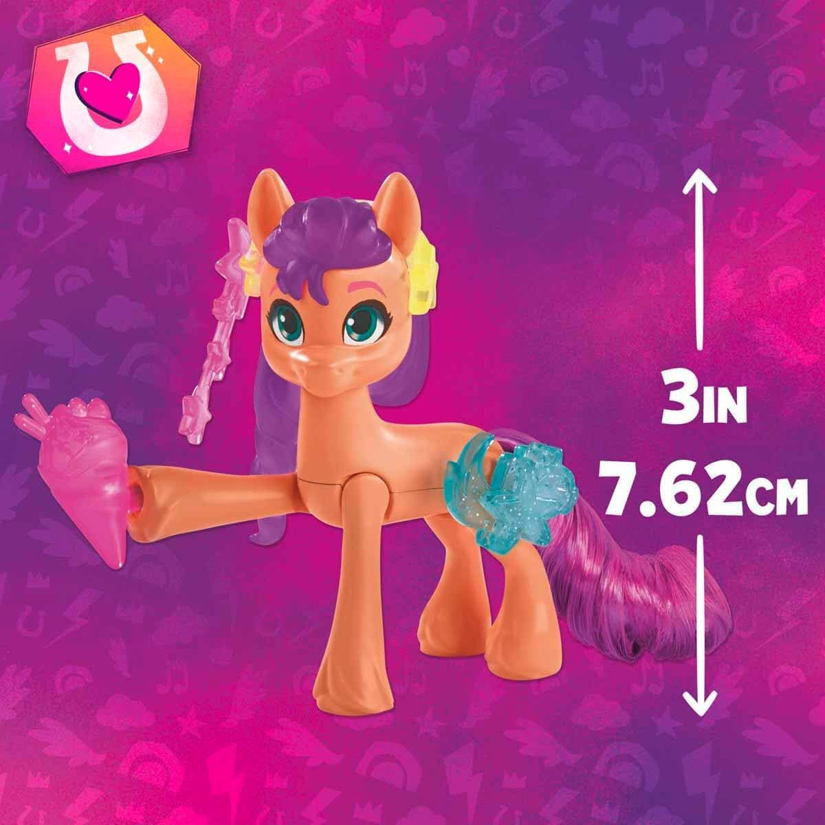 My Little Pony - Descubre tu pony brillante: Beauty Mark Magic Sunny Starscout, pony desde la pezuña hasta el corazón 7,5 cm, edades 5+, F5250, multicolor