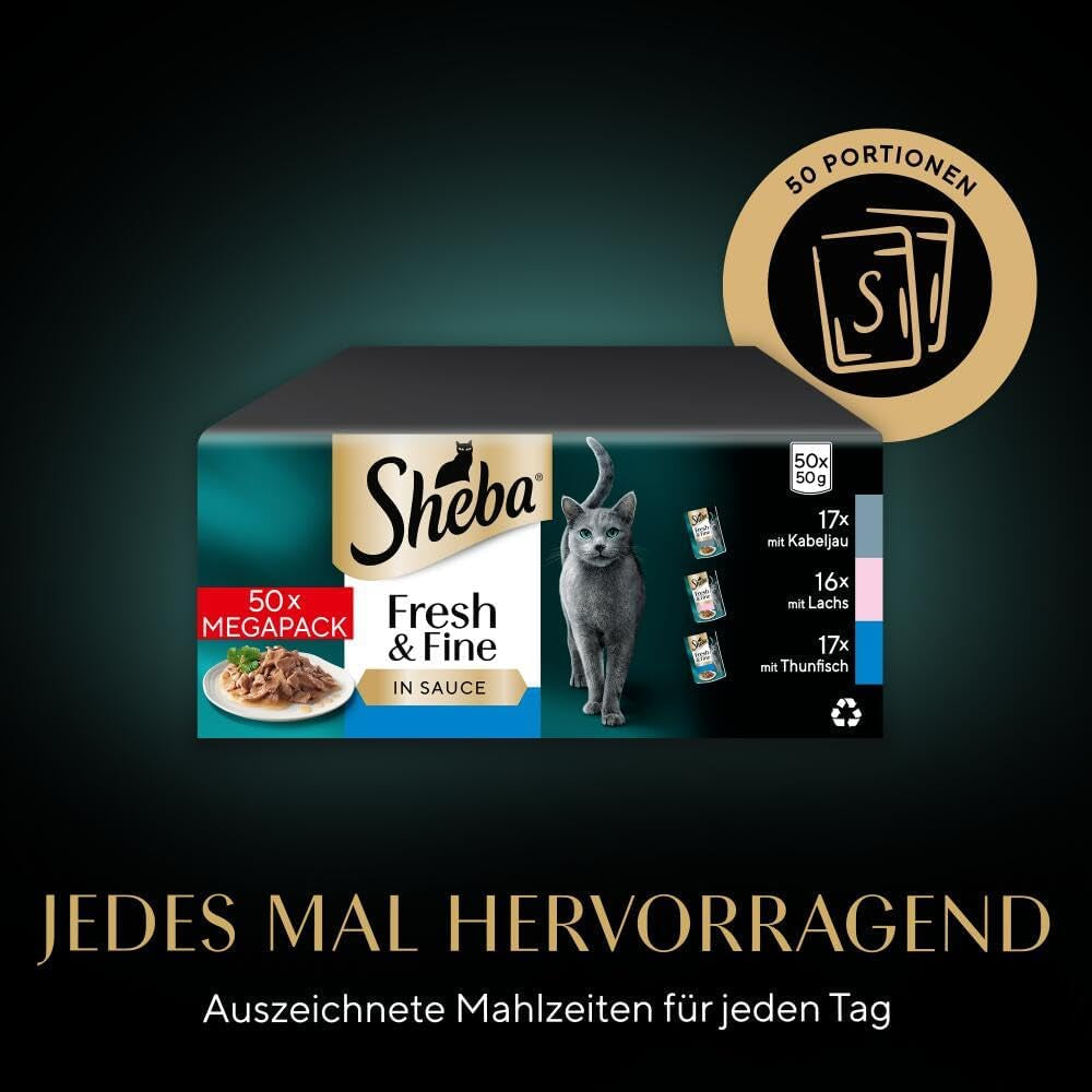 Sheba CATCARE Bolsa Wet Fresh & FINE (Pescado) Trozos en salsa Adulto 50g Multipack Estándar