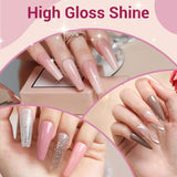 Modelones Juego de esmaltes de uñas de gel, 35 piezas, juego de esmaltes de uñas UV con lámpara de 48 W, juego de esmaltes de uñas de gel, color marrón, blanco y rosa, juego de esmaltes de uñas de gel UV con base de capa superior, juego de estudio de uñas
