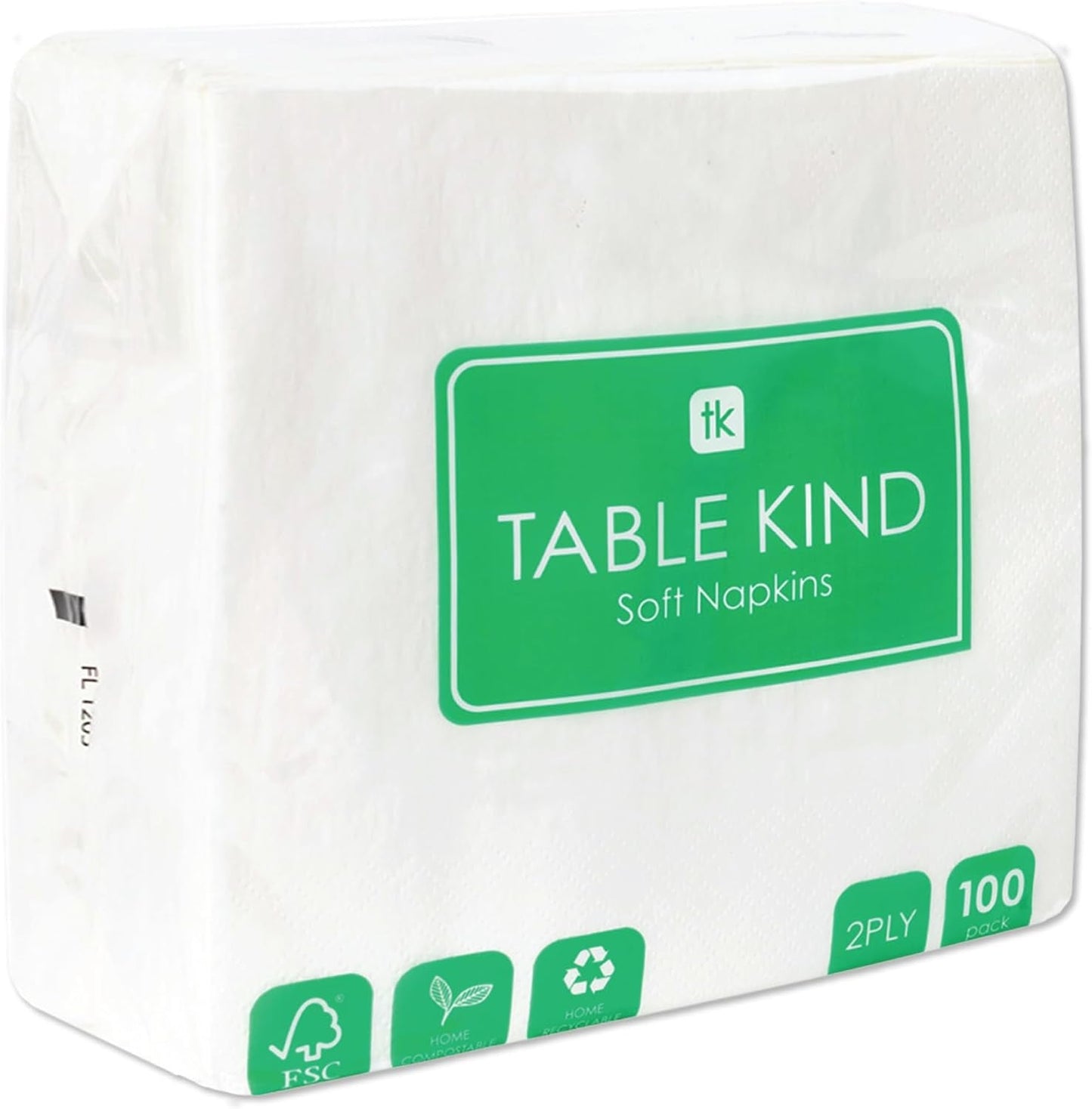 Table Kind 100 Servilletas Suaves Blancas a Granel, Servilletas de Alta Calidad para Fiesta, Catering y Uso Diario, FSC, Sostenibles y Reciclables, Fabricadas en la UE | 2 capas | 33cm