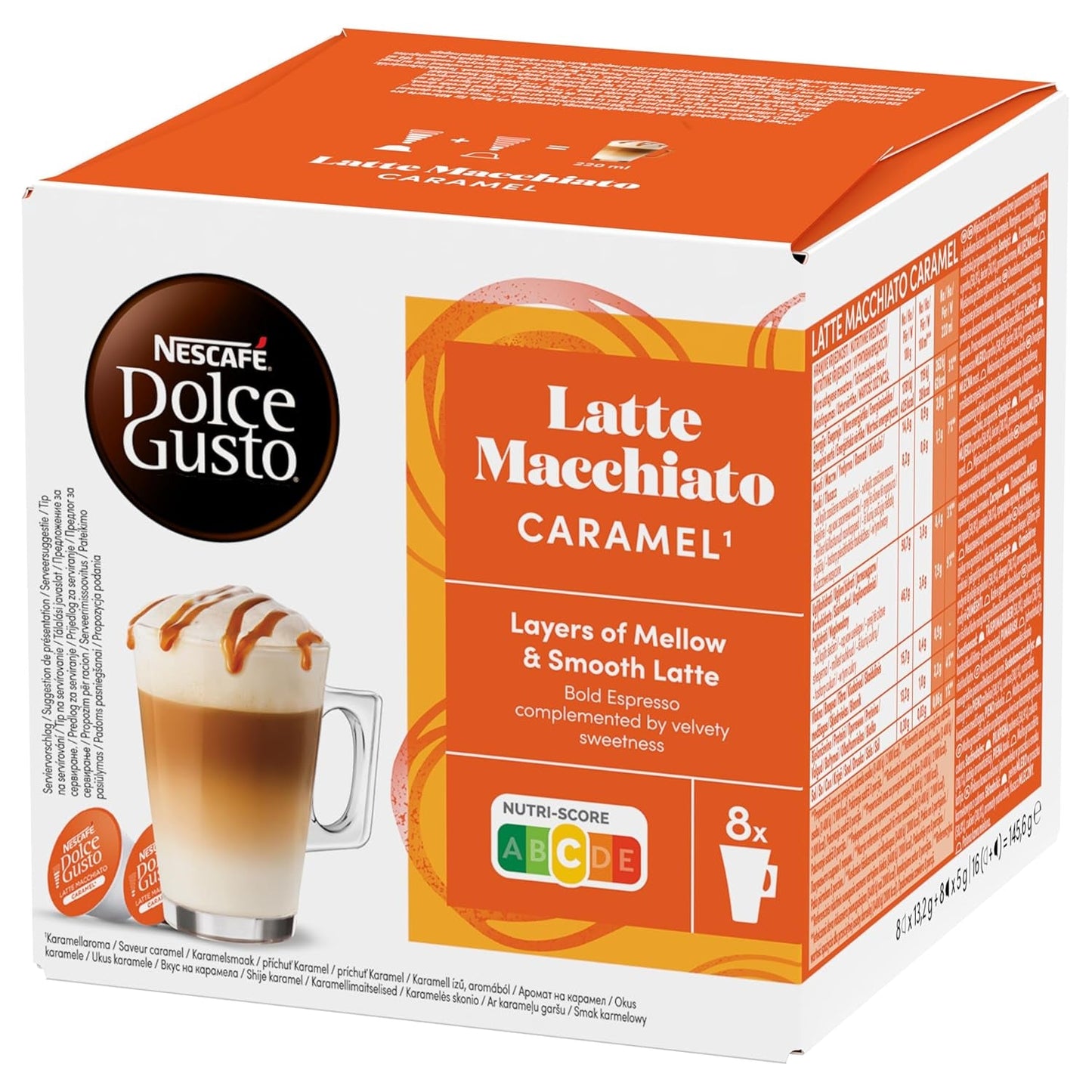 NESCAFÉ DOLCE GUSTO Latte Macchiato Caramel Kaffeekapseln Paquete de 6 (6 x 16 Kapseln)