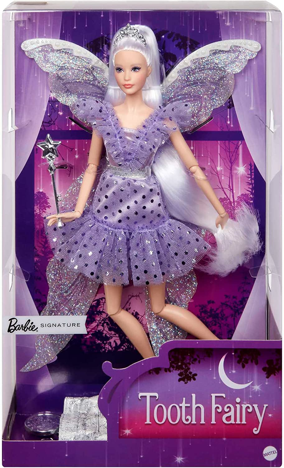 Muñeca Barbie Signature Hada de los Dientes, muñeca coleccionable con alas de hada, varita mágica y bolsa para monedas, regalo para niños mayores de 6 años, JCW43 Naty Shop Dolls Default Title
