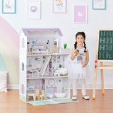Teamson Kids Olivia's Little World Casa de muñecas gigante con 16 accesorios para muñecas, casa de muñecas de madera con muebles, casa de muñecas de 3 pisos, 30 cm para niños, a partir de 3 años