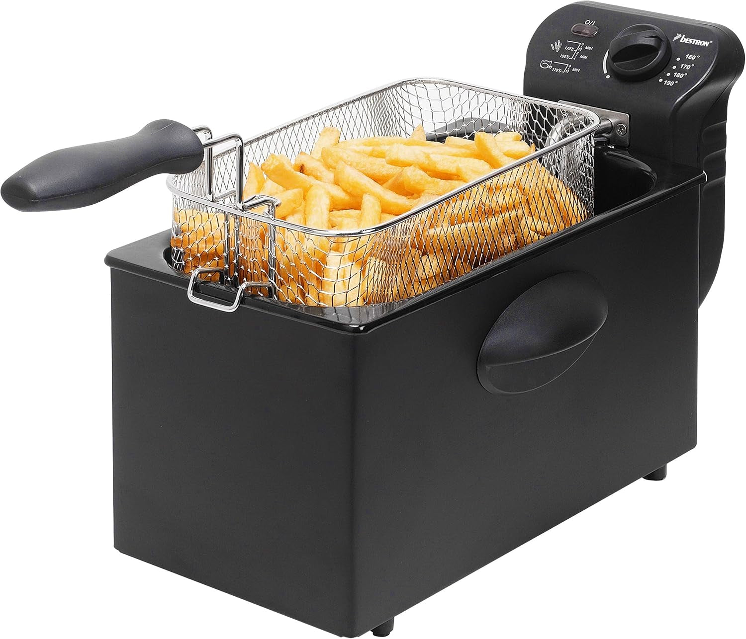 Freidora de aceite Bestron con tecnología de zona fría, 3,5 litros, 2000 vatios Electrodomésticos Naty Shop Negro Individual