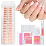 Juego de 240 uñas cuadradas degradadas, uñas artificiales degradadas blancas desnudas para pegamento de pluma de aceite, uñas postizas naturales degradadas medias para mujeres DIY (cuadradas desnudas)