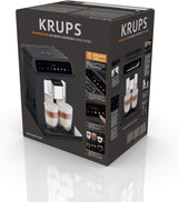 KRUPS Evidence One Cafetera espresso automática con manguera para leche, capuchino de un toque, 12 bebidas especiales, función de 2 tazas, pantalla a color, cafetera espresso, certificado TÜV, negra, EA895N10