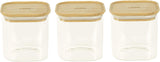 Juego de 3 Recipientes de Vidrio Cuadrados con Tapa de Bambú-800ml, Vidrio de Borosilicato, Bambú, Silicona, Natural, 11 x 11 x 11 cm Naty Shop Cajas de Conservación de Alimentos 11 X 11 X 11 cm