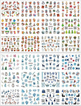 Pegatinas de uñas navideñas 3D, autoadhesivas, transferencia de agua, árbol de Navidad, copo de nieve, alce, pingüino, arte de uñas navideño, diseños de uñas de invierno, pegatinas navideñas, accesorios para uñas