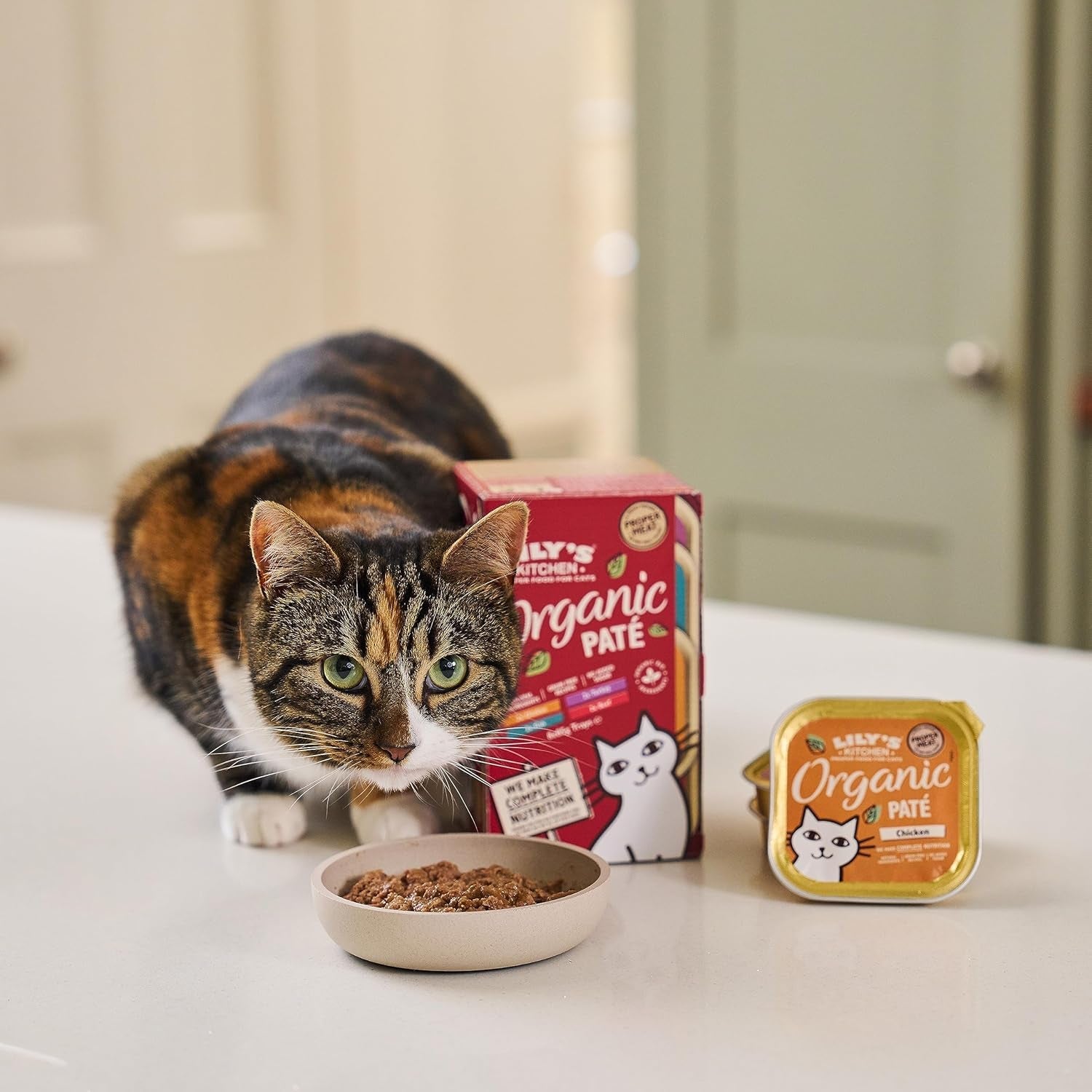Lily's Kitchen Alimento húmedo para gatos adultos con ingredientes naturales, paquete de bandejas múltiples, orgánico, sin cereales, 4 x (8 x 85 g)