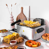 Freidora Tristar, 1 cestillo grande y 2 cestos pequeños, termostato regulable, zona de enfriamiento, 5 litros, 2000 W, FR-6949 Electrodomésticos Naty Shop